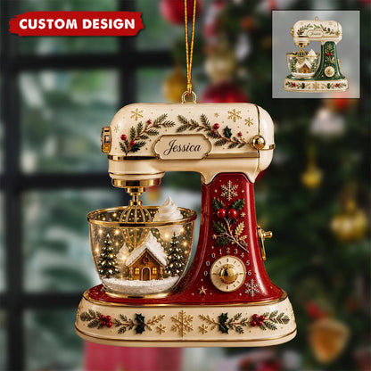 Personalized Kitchen Stand Mixer Christmas Ornament - Custom Acrylic Gift for Bakers