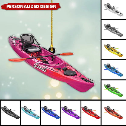 Custom Name Kayak Acrylic Ornament - Personalized Water Sports Paddling Keepsake Gift
