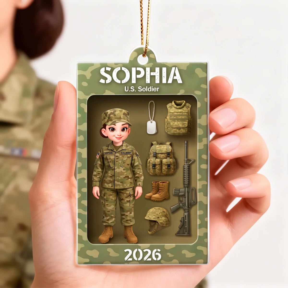 Personalized Military Action Figure Ornament - Custom Soldier Keepsake for Army Christmas Tree Decor