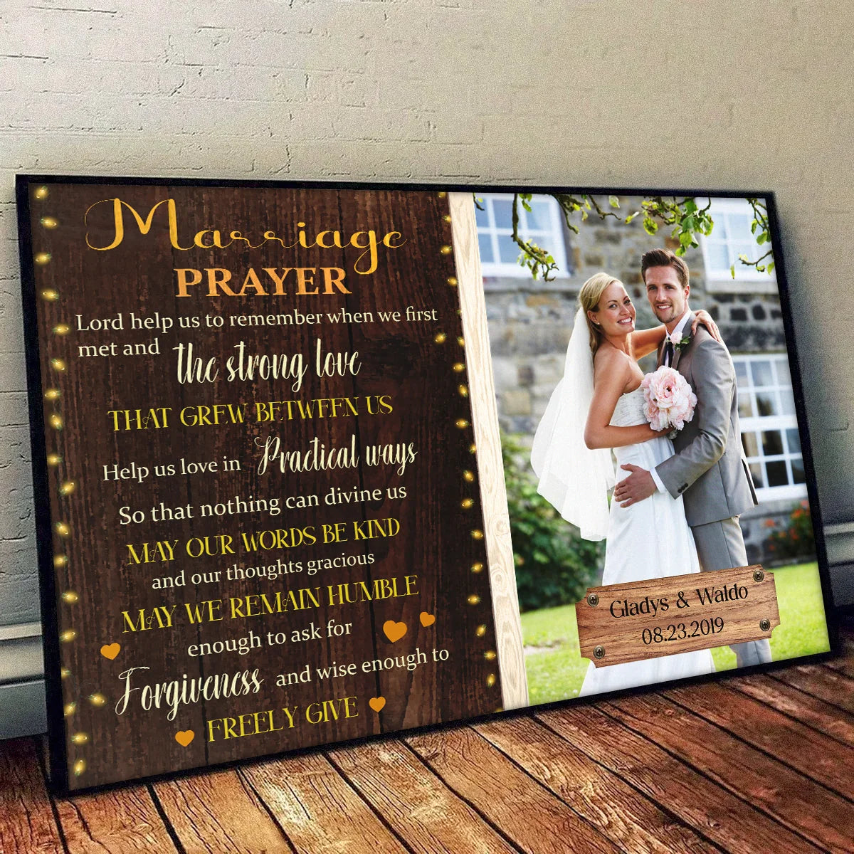 Marriage Prayer Custom Photo Canvas / Poster - Personalized Wedding Anniversary Gift