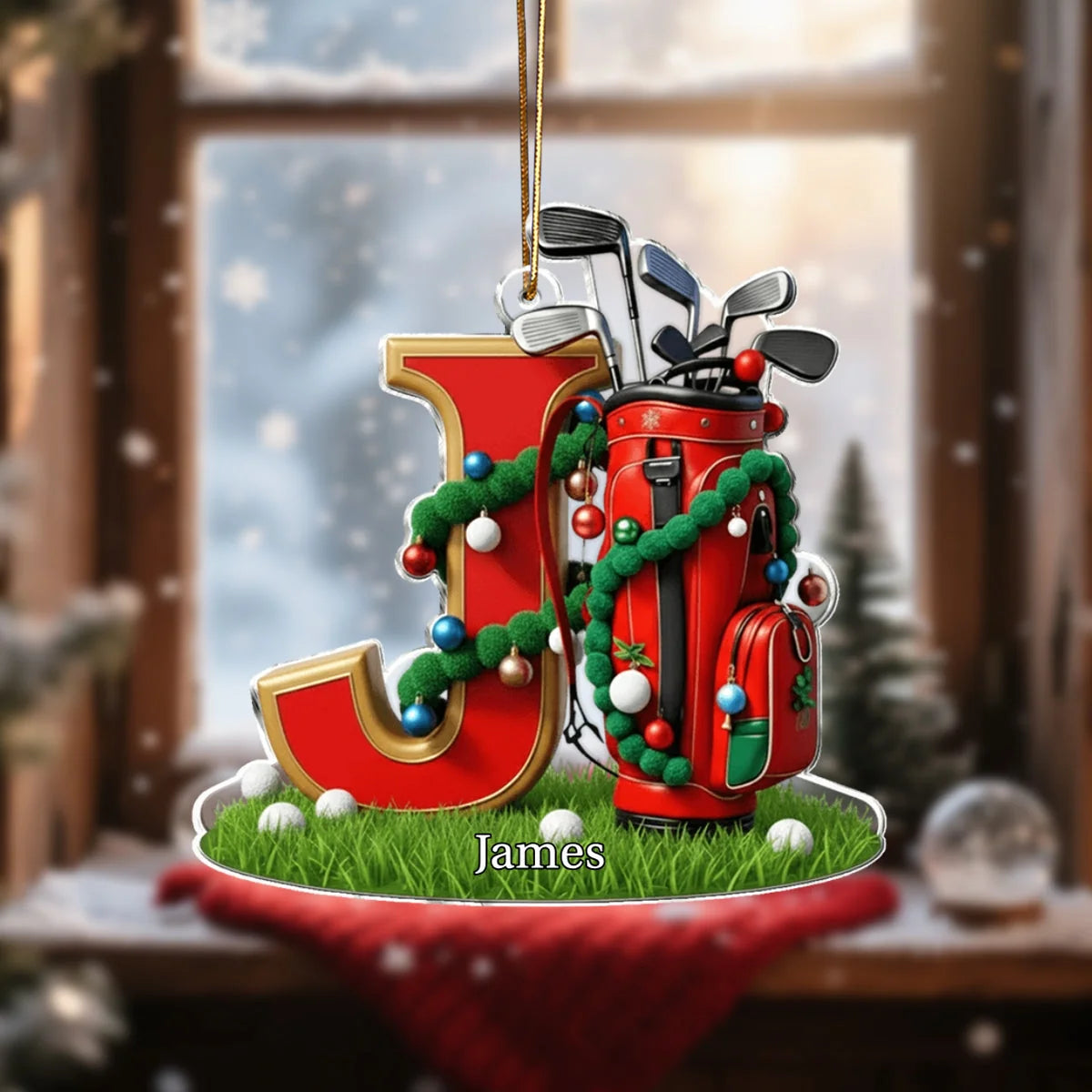 Personalized Golf Ornament - Custom Name Letter Holiday Keepsake for Golfers