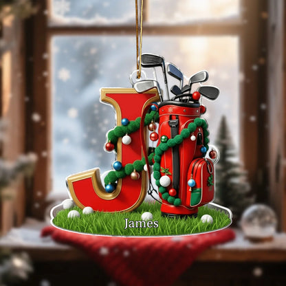 Personalized Golf Ornament - Custom Name Letter Holiday Keepsake for Golfers