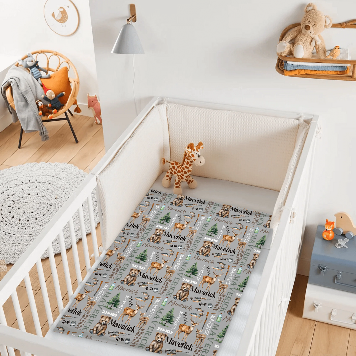 Custom Hunting and Fishing Name Blanket - Personalized Newborn Keepsake
