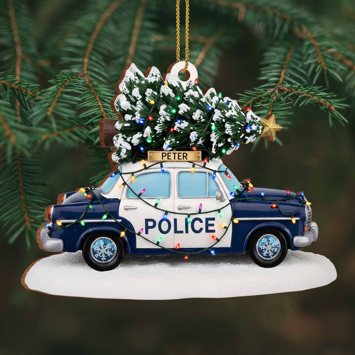 Celebrate The Festive Season With Police Car And Christmas Tree