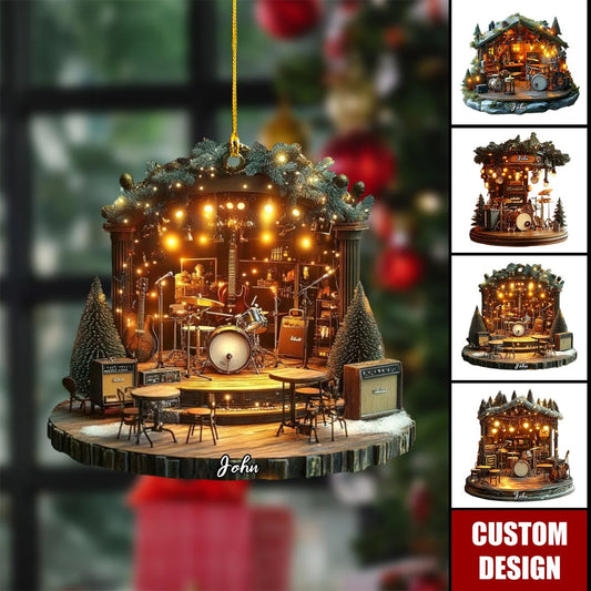 Personalized Musician Christmas Ornament - Custom Band Cabin Acrylic Gift for Music Lovers