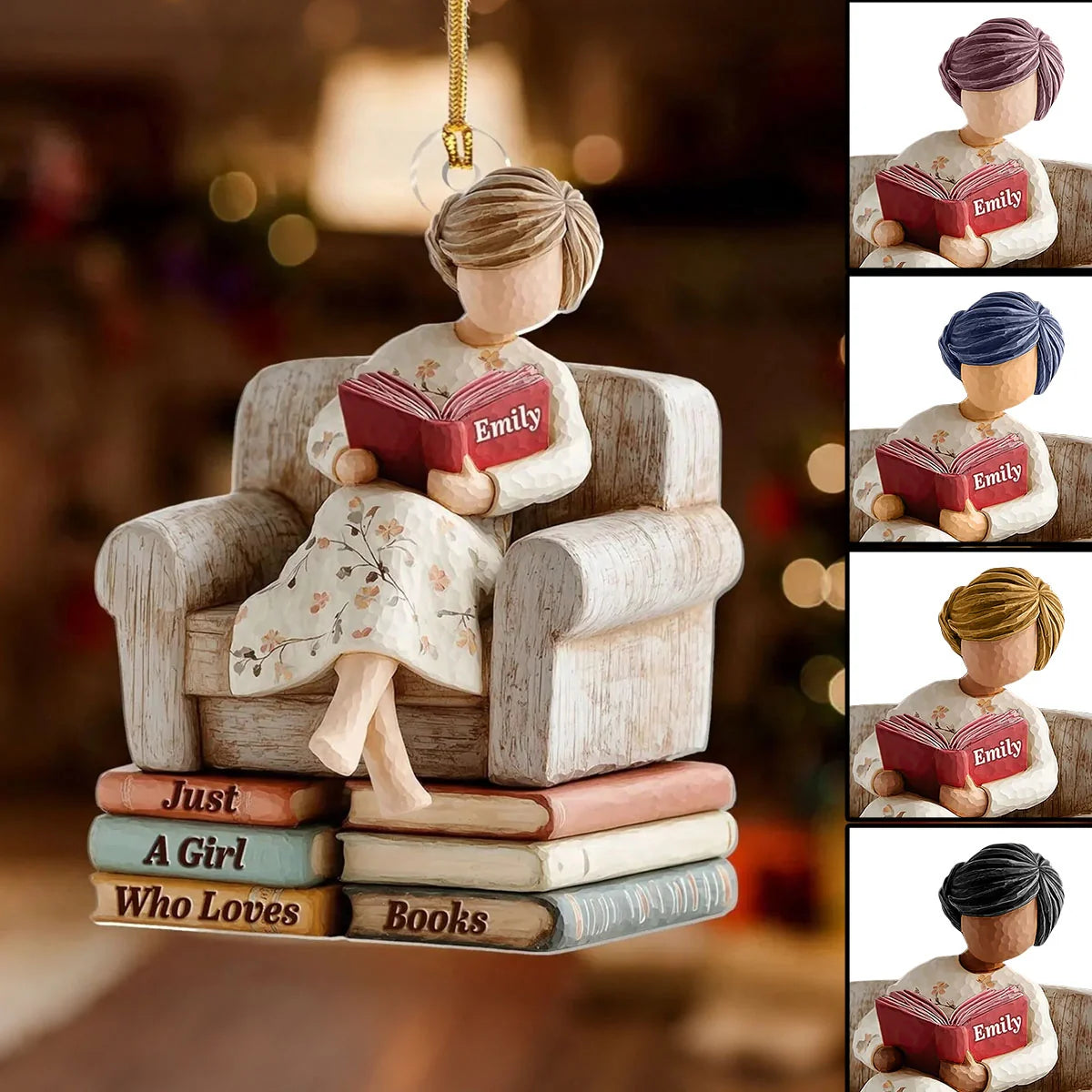 Just A Girl Who Loves Books Personalized Acrylic Ornament - Custom Gift for Book Lover