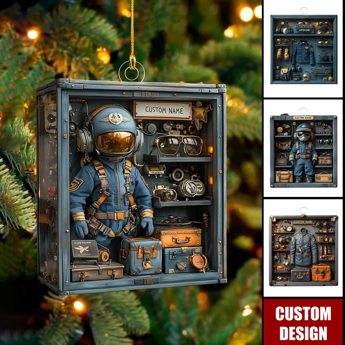 Personalized Pilot Aviation Locker Acrylic Ornament - Custom Flight Crew Keepsake Gift