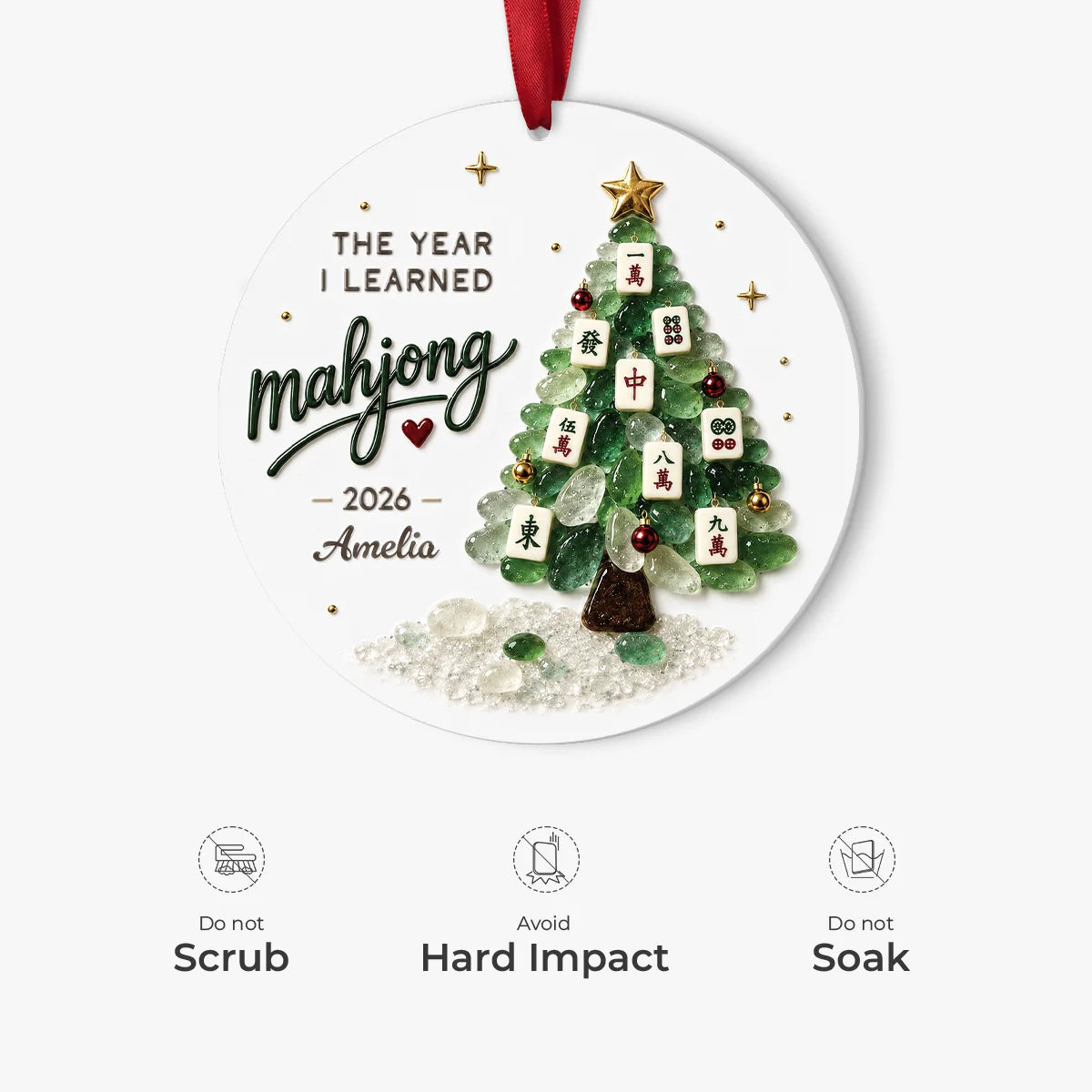 "The Year I Learned Mahjong" Personalized Ceramic Ornament - Custom Christmas Tree Keepsake Gift for Mahjong Lovers