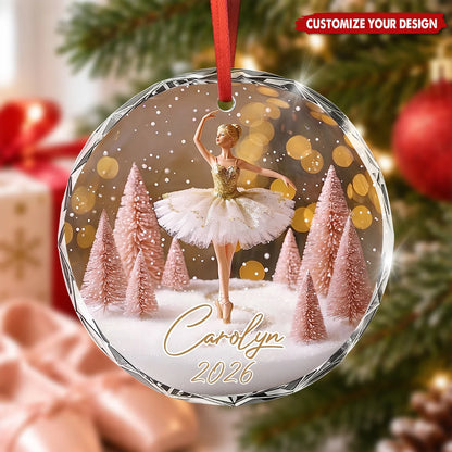Dancing Ballerina Personalized Glass Ornament - Custom Holiday Keepsake for Daughter