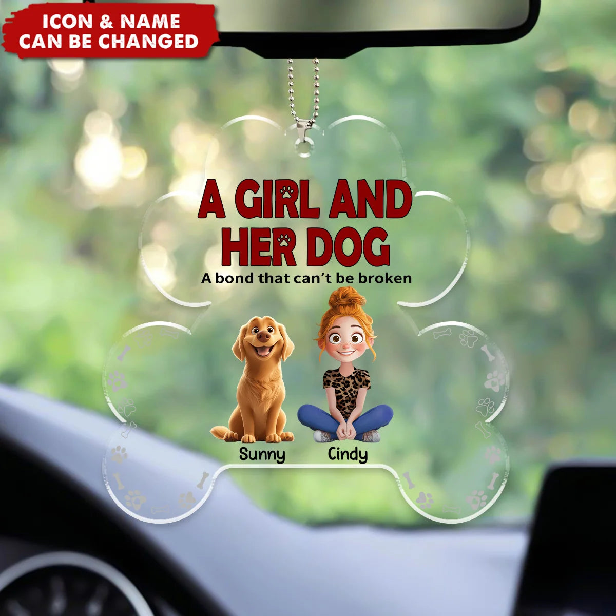 A Girl & Her Dog Unbreakable Bond - Personalized Car Hanger Ornament for Dog Lovers