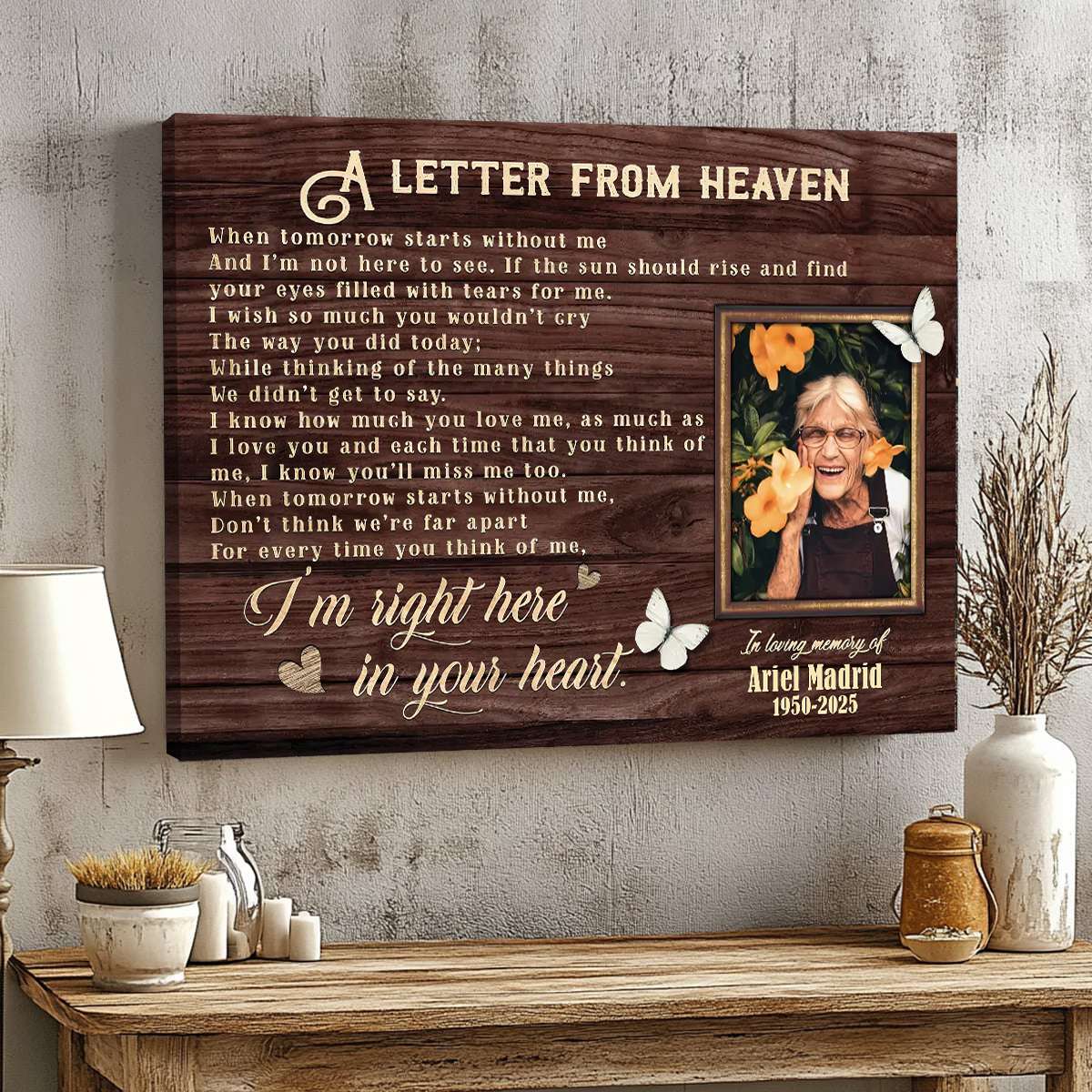 "A Letter From Heaven" Personalized Memorial Canvas / Poster - Sympathy Gift for Loss of Loved One