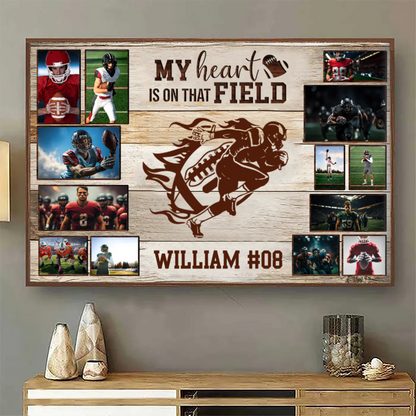 Custom Football Photo Canvas for Son/Grandson with personalized design details for meaningful gifting