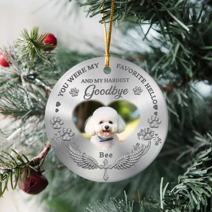 "No Longer By My Side" Personalized Ceramic Ornament - Custom Pet Photo Memorial Sympathy Gift