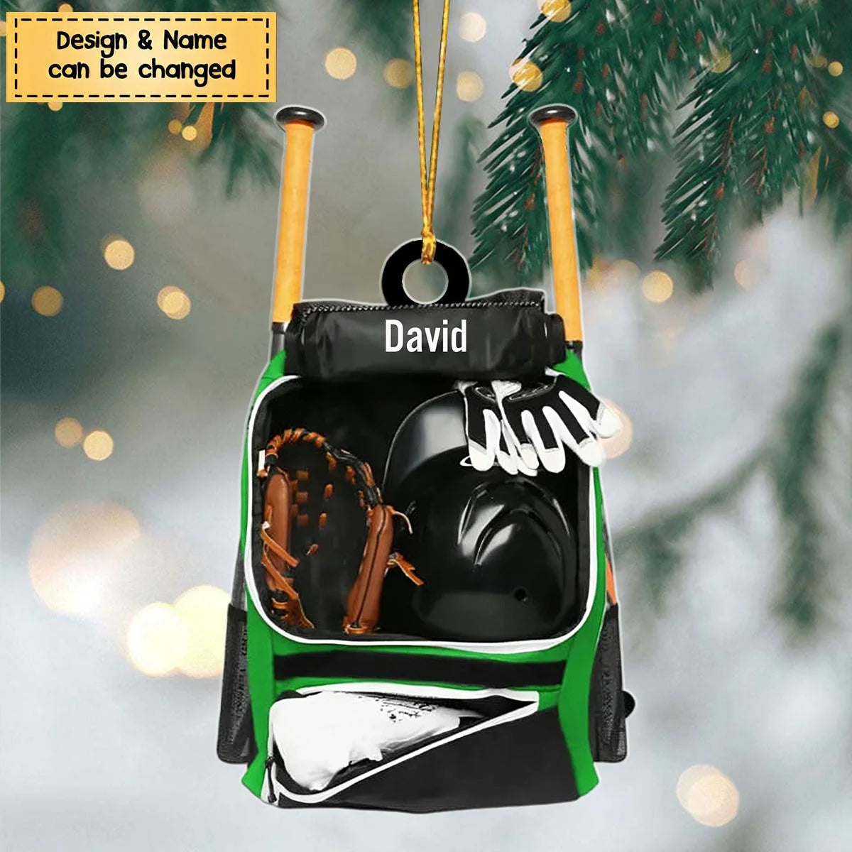 Custom Baseball Gear Bag Ornament - Personalized Baseball Player Acrylic Keepsake