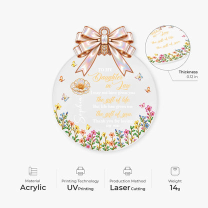 "Gift of You" Custom Daughter in Law Acrylic Ornament - Personalized Floral Keepsake Gift