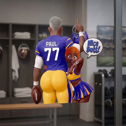 "Nice Butt!" Custom Football Couple Car Decal - Personalized Sports Sticker Gift for Couples