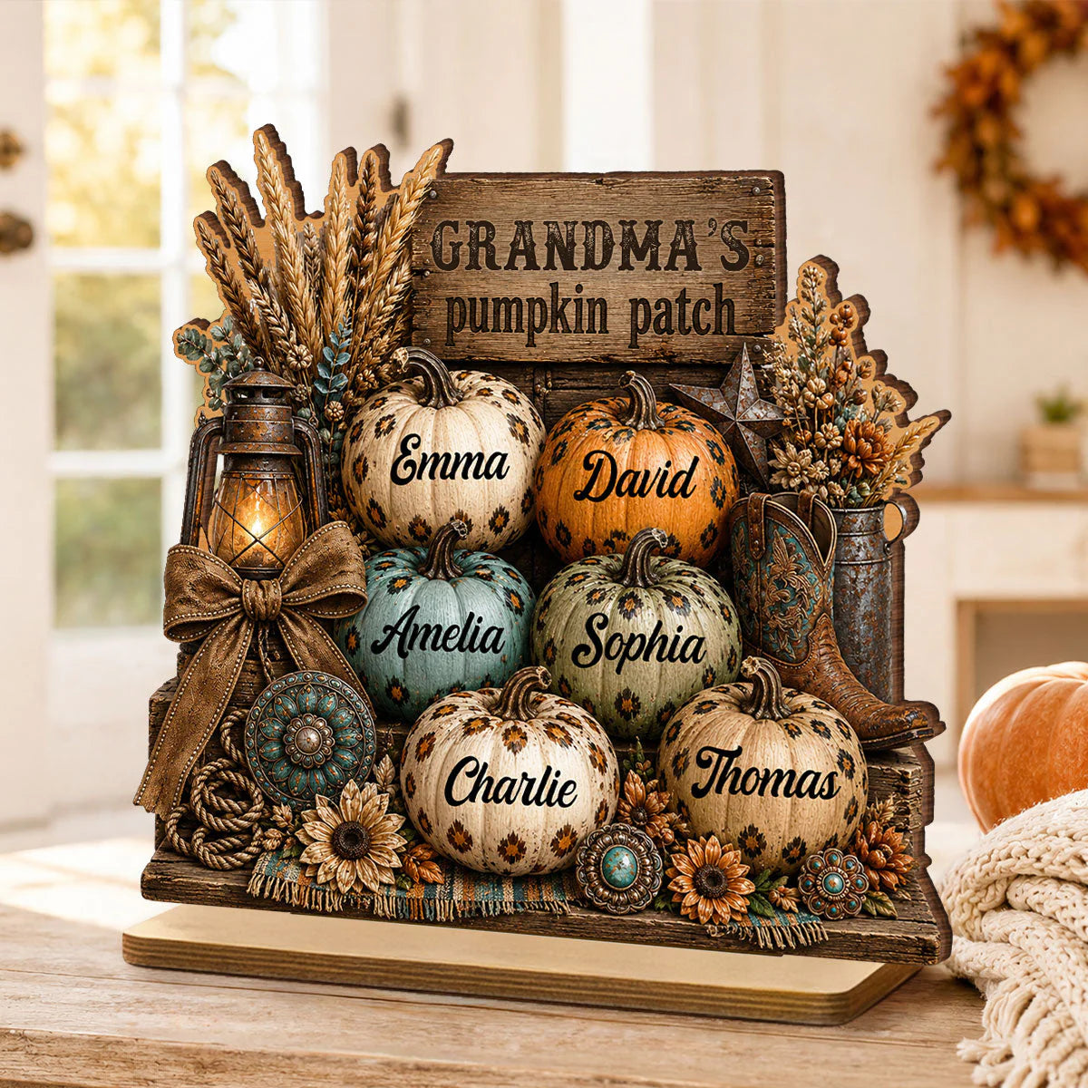 Plaque material and size view - Custom Grandma Pumpkin Patch Sign