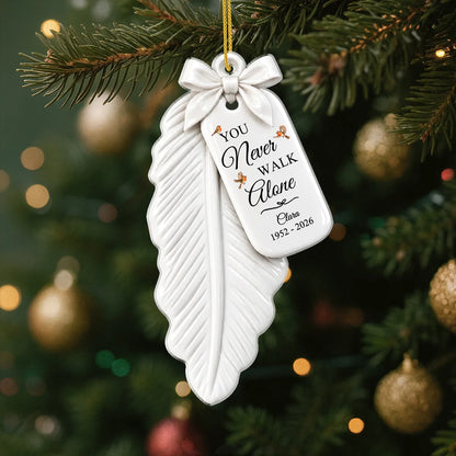 Forever in My Heart Personalized Memorial Feather Ornament - Custom Remembrance Sympathy Gift for Family