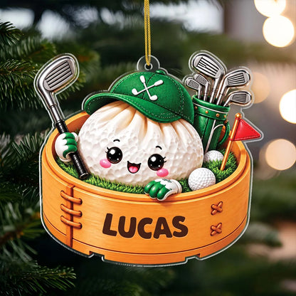 Cute Dumpling Golf Ball Personalized Acrylic Ornament - Christmas Keepsake Gift for Golfers