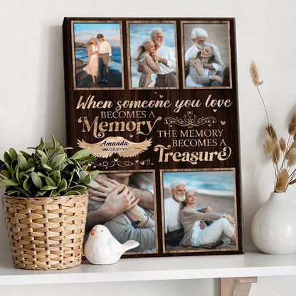 "When Someone You Love Becomes A Memory" Personalized Memorial Canvas / Poster - Custom Photo Loss Keepsake Gift for Family