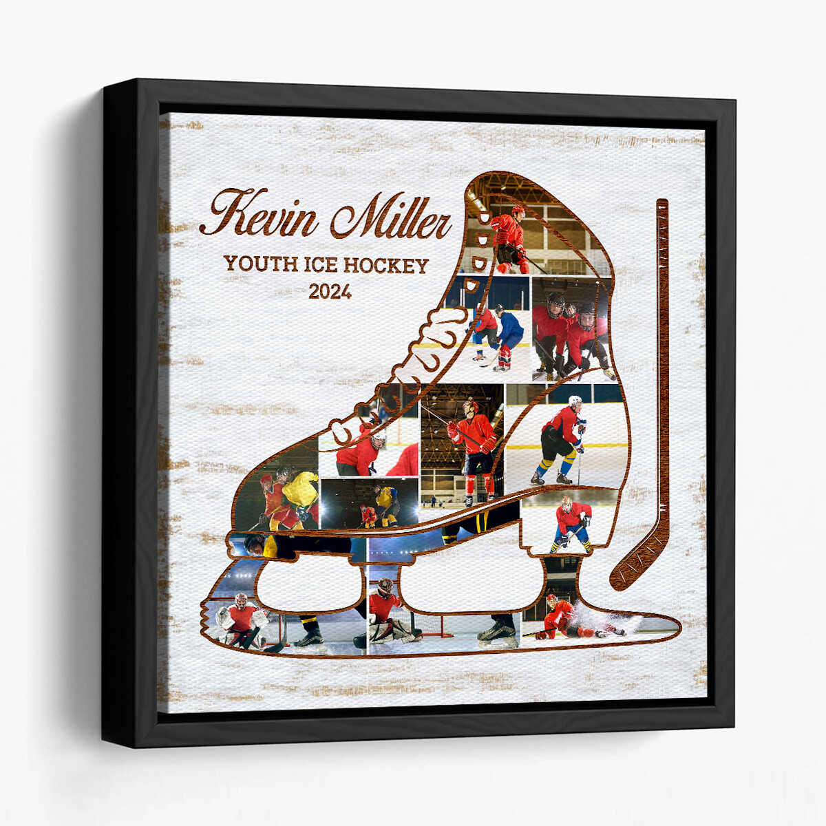 Personalized Ice Hockey Canvas Poster for Son/Grandson with personalized design details for meaningful gifting