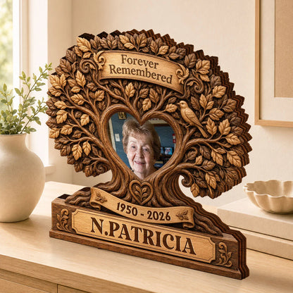 Forever Remembered Custom Photo Wooden Block - Personalized Memorial Sympathy Gift
