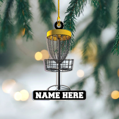 Custom Disc Golf Basket Christmas Ornament - Personalized Acrylic Holiday Keepsake Gift for Golfers