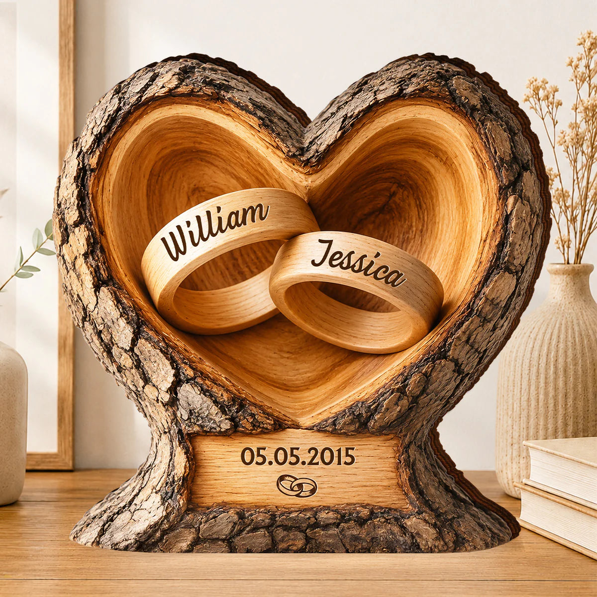 Plaque material and size view - Custom Couple Wooden Plaque