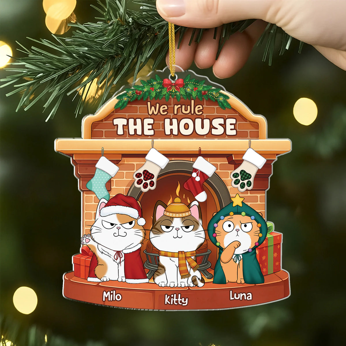 We Rule The House Personalized Pet Christmas Acrylic Ornament - Custom Name Gift for Dog Lovers