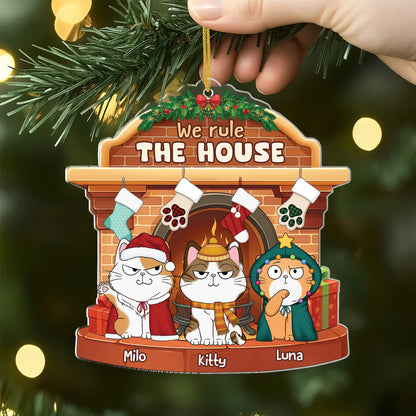 We Rule The House Personalized Pet Christmas Acrylic Ornament - Custom Name Gift for Dog Lovers