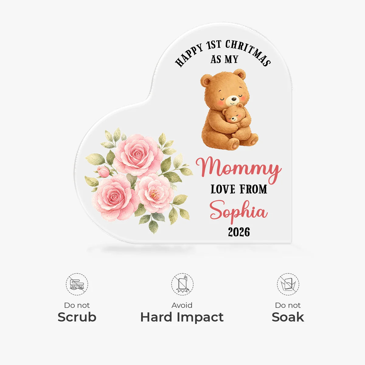 Happy 1st Christmas As My Mommy - Personalized Acrylic Plaque Custom Keepsake Gift for New Mom