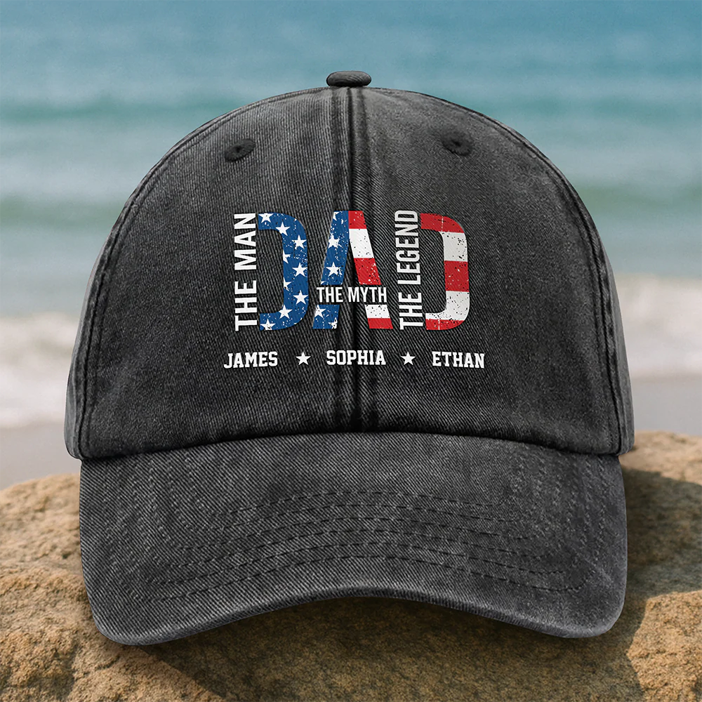 T-Shirt / Hoodie material and size view - Custom Papa The Man The Myth Legend Baseball Cap