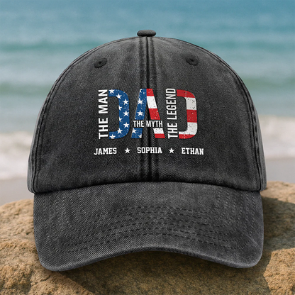 T-Shirt / Hoodie material and size view - Custom Papa The Man The Myth Legend Baseball Cap