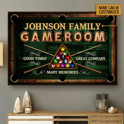 Good Times Great Company Custom Billiards Game Room Wall Decor - Personalized Family Name Poster / Canvas