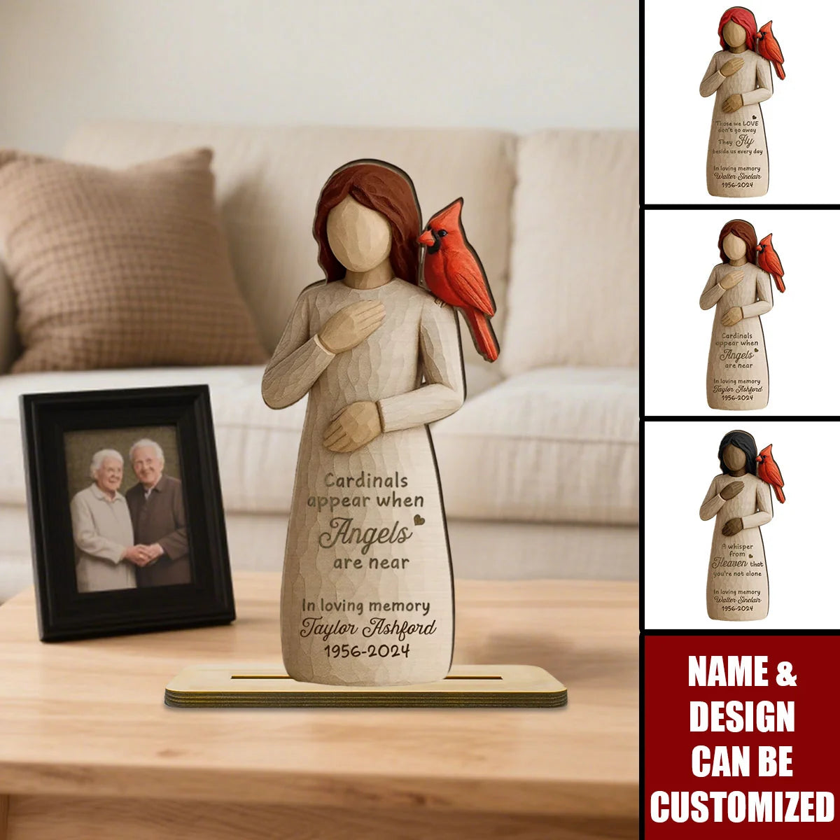 Always With You Cardinal Personalized Memorial Wooden Plaque - Custom Sympathy Keepsake Gift for Loss of Loved One