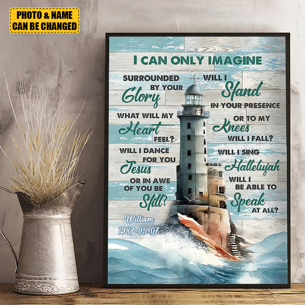 Custom Lighthouse Scripture Canvas personalization view for Family