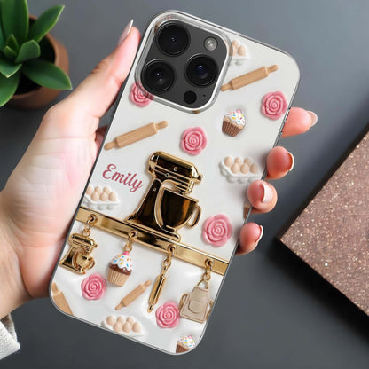 Baking Love With Kitchen Mixer And Cupcakes Design