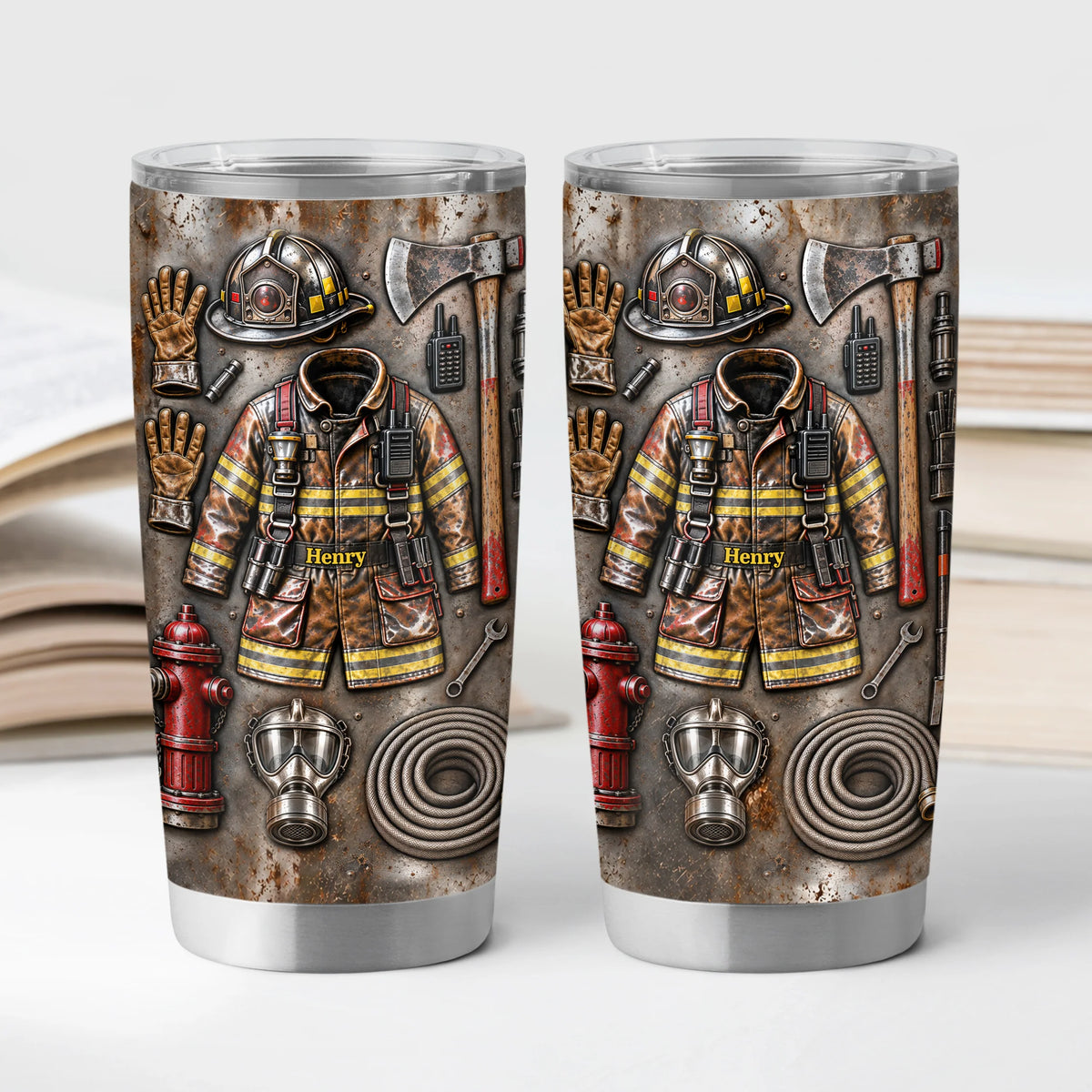 Firefighter Gear Turnout Coat Personalized Tumbler - Retirement Gift for Firemen
