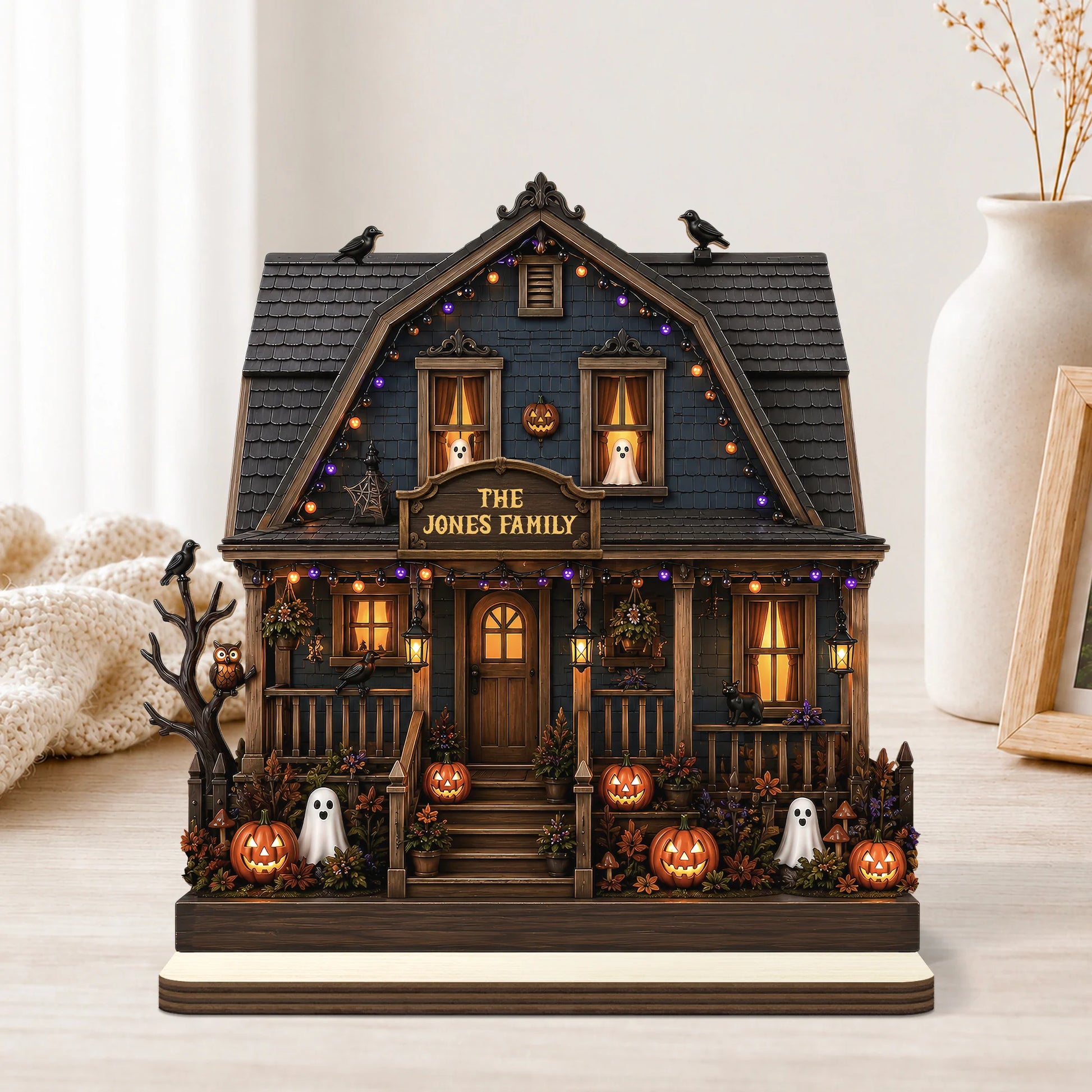Personalized Halloween Wooden Plaque personalization view for Family
