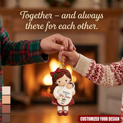 "Promoted To Big Sibling" Personalized Acrylic Ornament - Custom Big Brother Sister Keepsake Gift