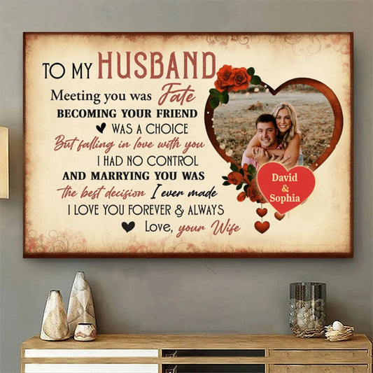 "Meeting You Was Fate" Personalized Romantic Canvas / Poster - Wall Art Gift for Husband or Wife