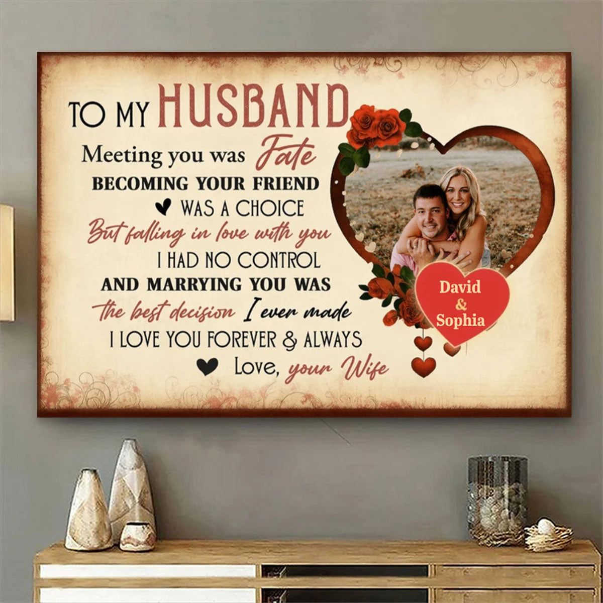 "Meeting You Was Fate" Personalized Romantic Canvas / Poster - Wall Art Gift for Husband or Wife