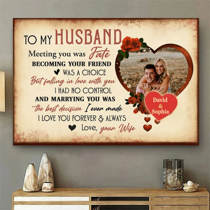 "Meeting You Was Fate" Personalized Romantic Canvas / Poster - Wall Art Gift for Husband or Wife