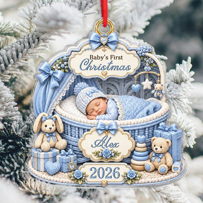 Baby's First Christmas Personalized Acrylic Ornament - Custom Holiday Keepsake for New Parents