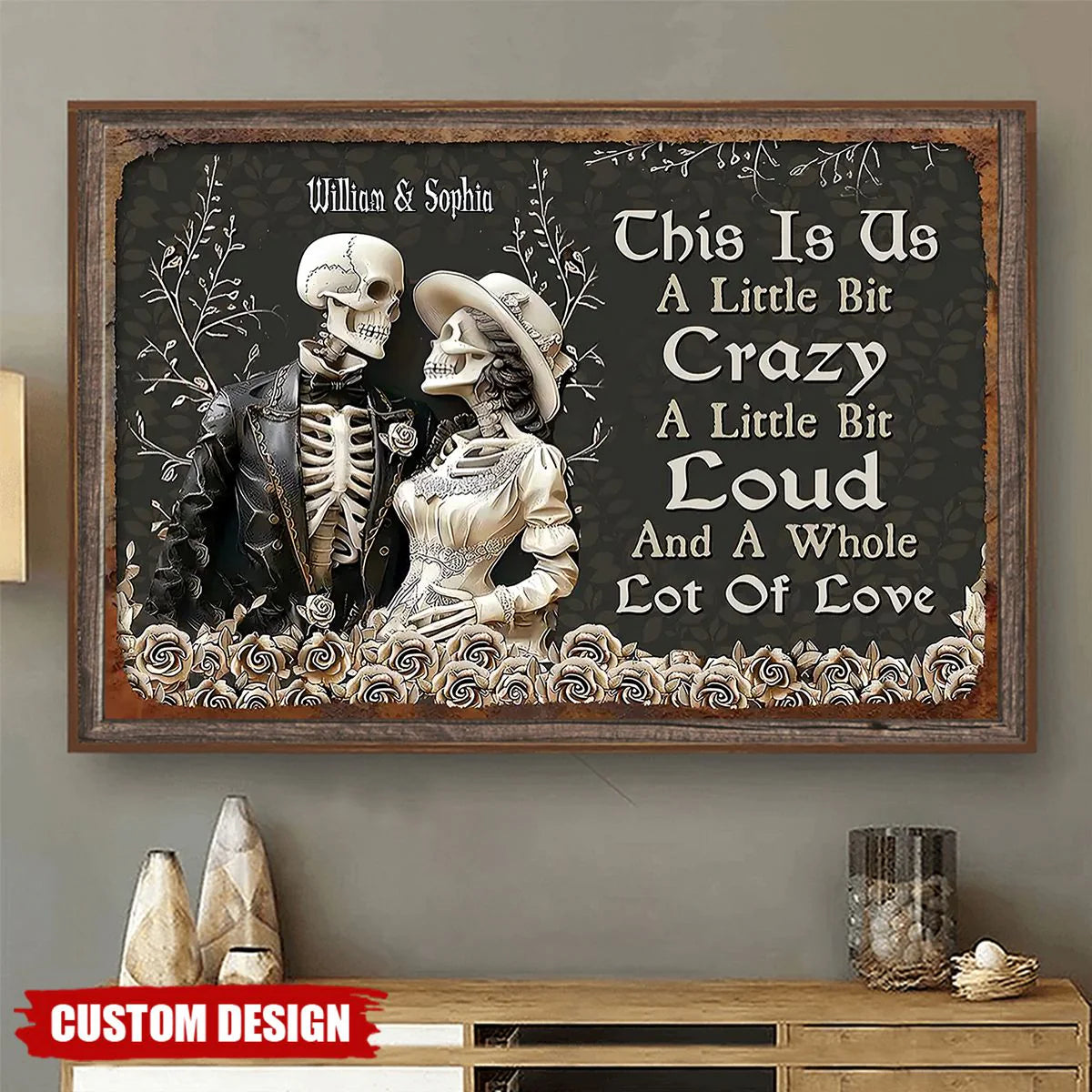 Custom Skull Couple Canvas Art personalization view for Couples