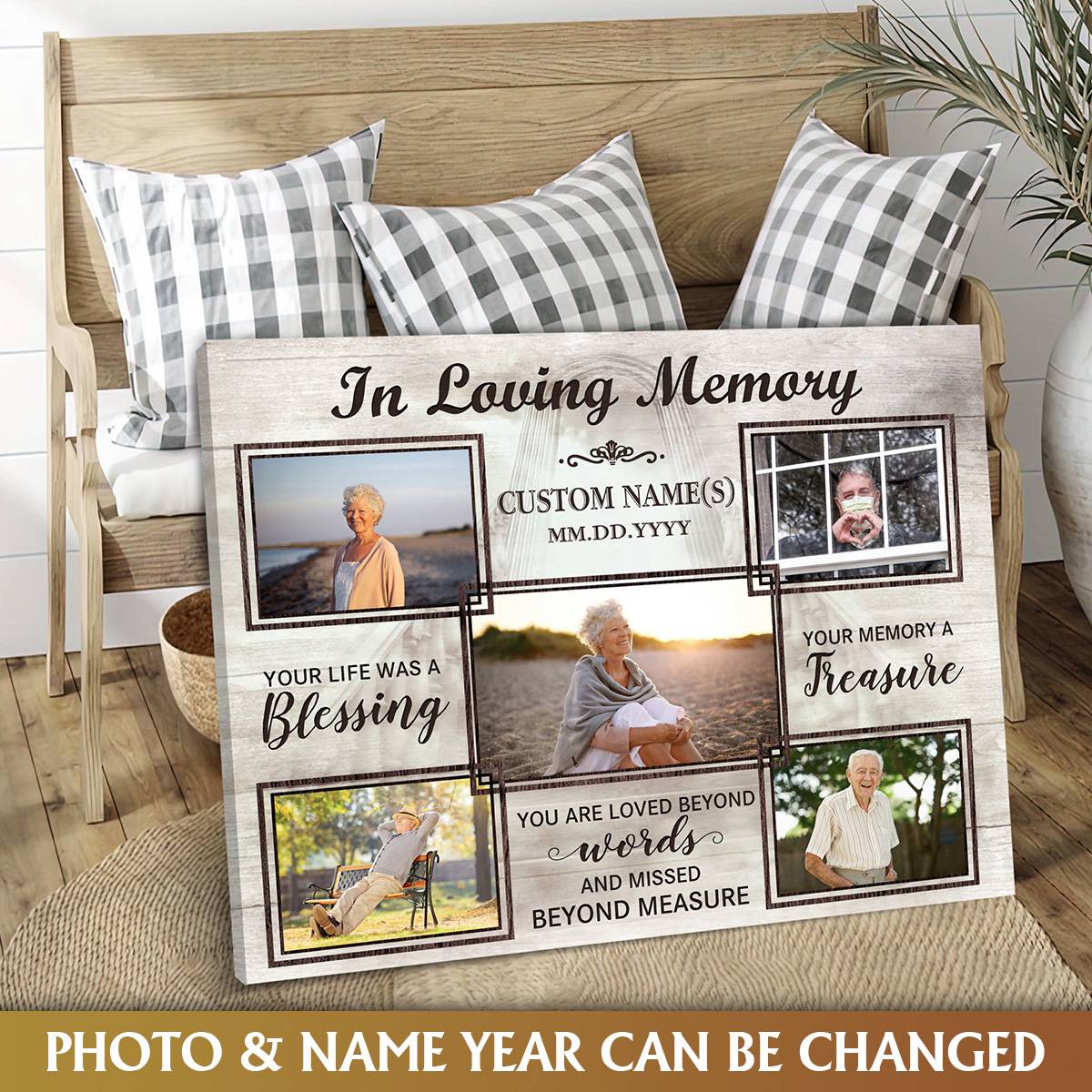 Personalized Memorial Canvas Wall Art personalization view for Family