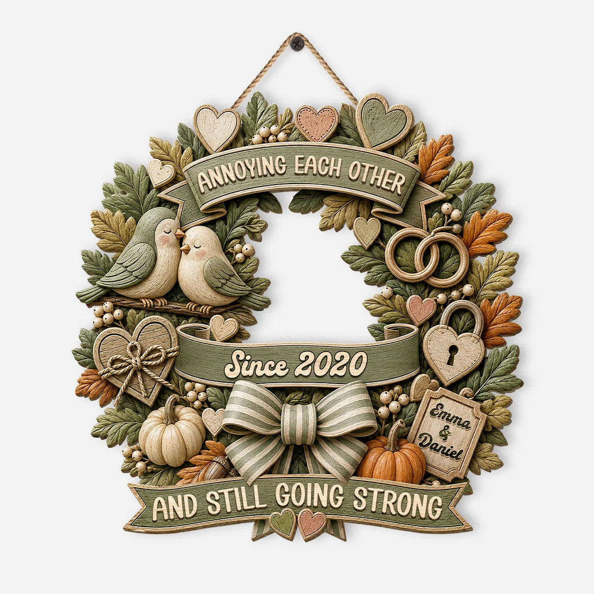 Annoying Each Other Since Wood Sign - Personalized Couple Keepsake Gift for Anniversary & Fall Home Decor
