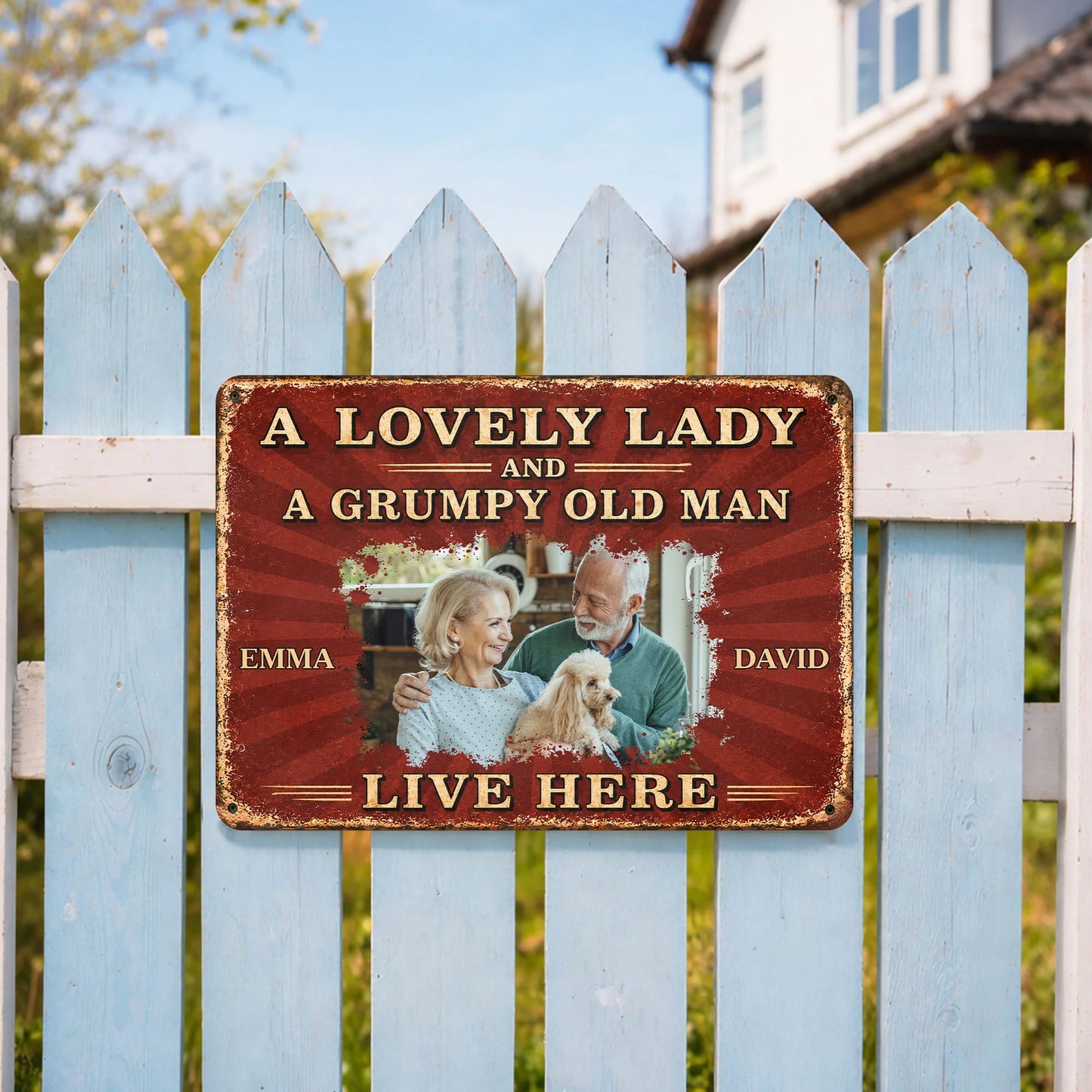 Metal Sign material and size view - Custom Couple Photo Metal Sign