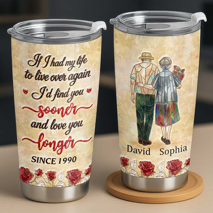 Personalized couple tumbler with stained glass style old couple art and custom names for anniversary gift image 7