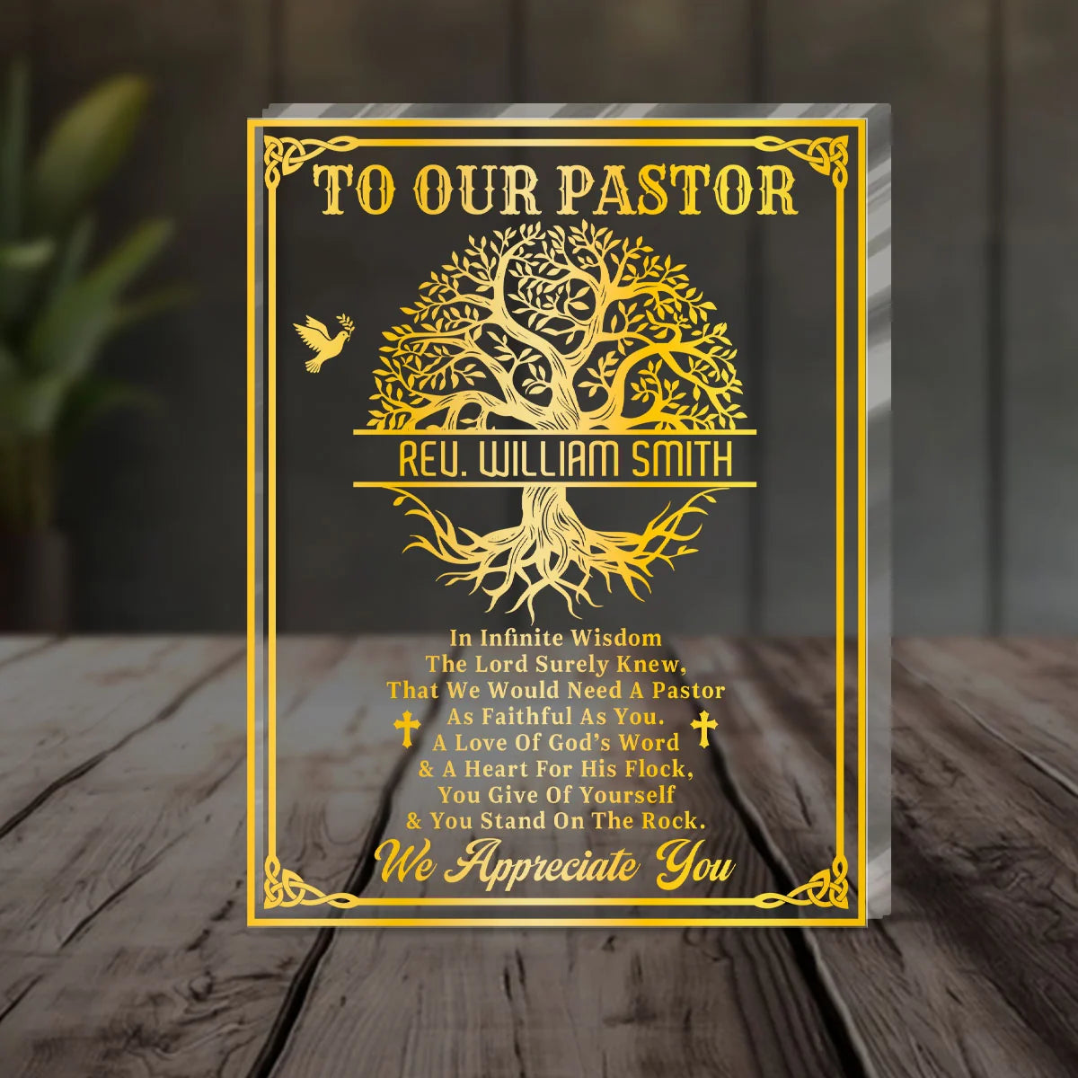 "To Our Pastor Faithful Servant" Personalized Acrylic Plaque - Custom Pastor Appreciation Gift Keepsake